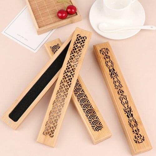 1 Pcs Bamboo Wooden Incense Stick Holder Burning Joss Incense Box Burner Ash Catcher Home Decoration