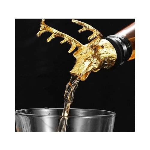 Hot Selling 4 Colors Golden Deer Head Wine Mouth Elk Decanter Zinc Alloy Wine Set Rose Gold Bar Family Wine Tools Accessories