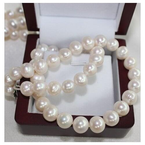 Fine jewelry natural Fresh water pearl big 11-12mm necklace send mother super Beauty super low price 18inch 925 Silver clasp