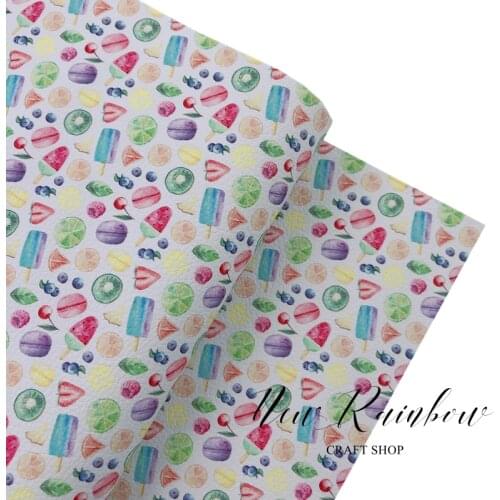 New Rainbow 30x138cm/roll Colorful Summer Fruits Artisan Faux leather for many craft projects, bows, earrings,book cover