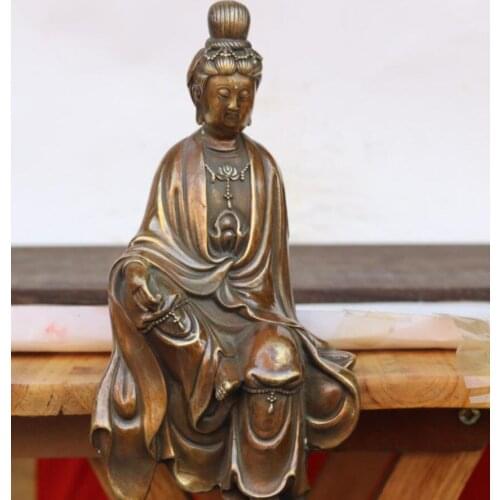 China brass Goddess of mercy bodhisattva Buddha crafts statue