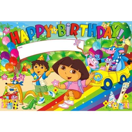 2pcs Dora birthday poster or holiday wall paper for party suppliers kids' favorite smart home decoration