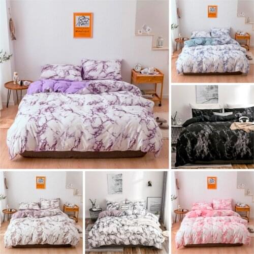 Hot style Marbling printing 100% Polyester bedding set 1 duvet cover + 1/2 pillowcases bed in a bag (No sheet No padding)