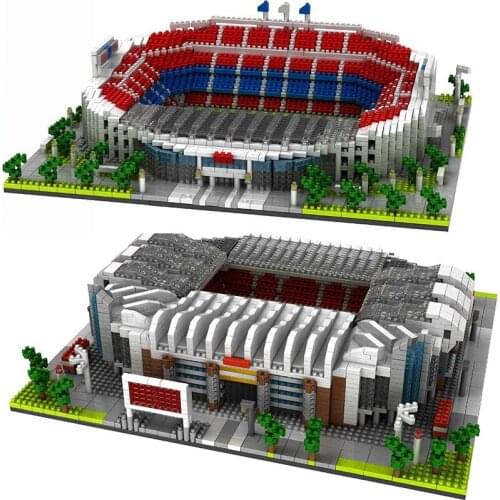 Stadium Building Blocks Old Trafford Football Field Toy Nou Camp Architecture Block Educational Bricks Gifts for Children