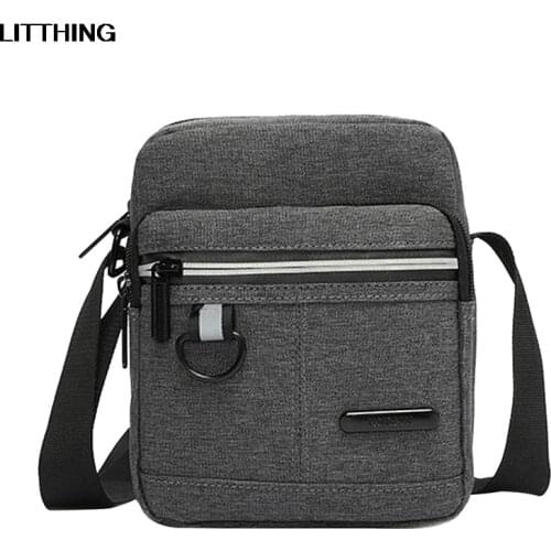 Small Travel Business Mens Shoulder Bag Solid Color Casual Messenger Crossbody Bag Canvas Fashion Zip Multifunctional Handbags