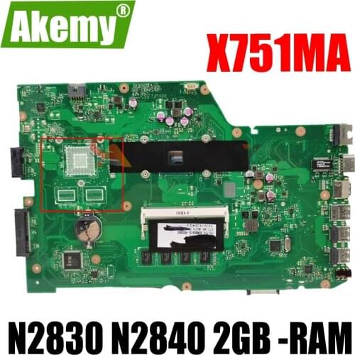 Akemy For ASUS X751MA Mainboard X751M K751M R752M X751MD R752M Motherboard w/ N2830 N2840 CPU 2GB -RAM GM