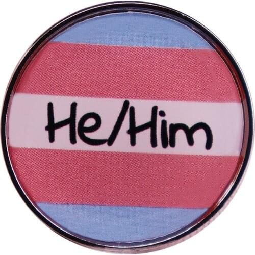 He/Him Pronouns Pins Rainbow Les Round Letters Gay Brooch LGBT Medal Metal Fashion Badges Pin For Backpacks Accessories Jewelry