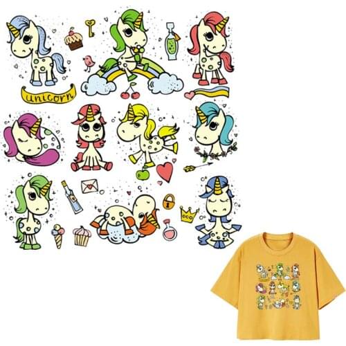 Unicorn Element Clothing Badges Patches Girl Boy Clothes Decoration Diy Accessory Washable Print On T-Shirt Shoes Fabric Patches