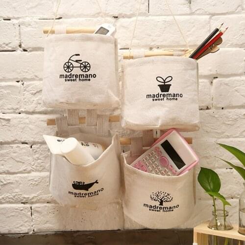 1 Pc 15*13.5cm Wall Case Wall Hanging Storage Bag Organizer Cotton Linen Toys Container Decor Pocket Pouch Home Organization