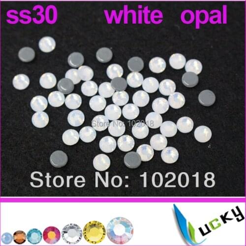 2014 New! 288pcs highest quality HOT FIX DMC rhinestones Copy swarov 2038 ss30/6mm White Opal Strass crystal Beads for Sewing