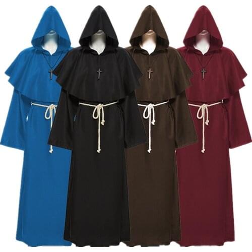 New Monk Robe Halloween Cosplay Costume Medieval Monk Clothing Polyster Wizard Clothing Priest Carnival Party Clothing Suit