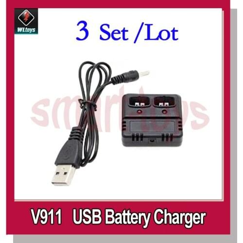 3 Set New Battery USB Charger for V911battery V911 Helicopter parts