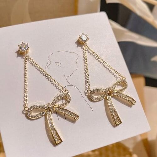 New Womens Earrings Korean Geometry Metal Gold Earrings For Women Big Bow Drop Earrings Fashion Vintage Earrings 2021 Trend
