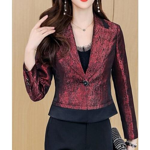 Fashion Spring Women Print Blazers and Jackets Work Office Lady Suit Slim Business Female Short Blazer Coat Talever