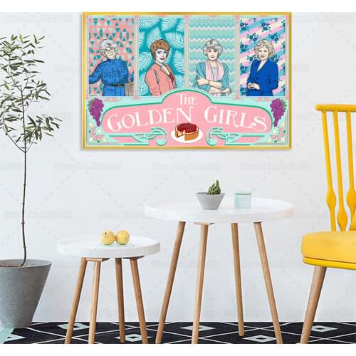 Gold Girls Poster Canvas Painting Stay Golden Wall Art Decoration for Home Thank You for Being A Friend