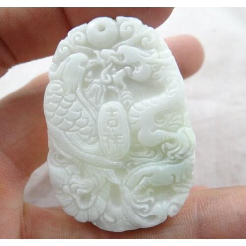Natural stone Turquoises Quartz crystal hand-carved Dragon and Phoenix amulet for diy jewelry making necklace Accessories
