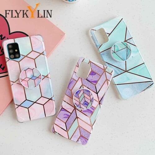 Luxury Stand Holder Marble Phone Case For Samsung Galaxy S20 FE A51 A71 A50 S20 S10 Plus Note 20 Ultra A10 A20 A30 Soft Silicone