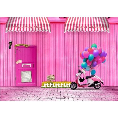 Pink Wall Door Photographic Backdrop for Photograph Accessories Child Kids Cloth Printed Photographic Background Photo Studio