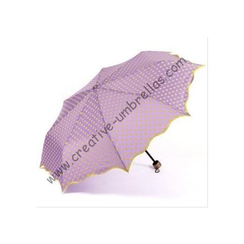 Manual fashional full dot design umbrellas,190T pongee fabric,bag supermini,ladies' parasol,three fold,rain gear,anti-rust