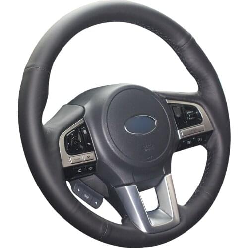 Hand-stitched Black Artificial Leather Car Steering Wheel Cover for Subaru Legacy Outback 2015-2017 XV (Crosstrek) 2016-2017