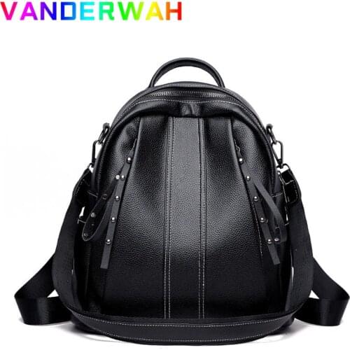 Multifunction Women Backpack Female Soft Leather Casual Black Shoulder Bag High Quality School Bags For Girls Back Pack Mochilas