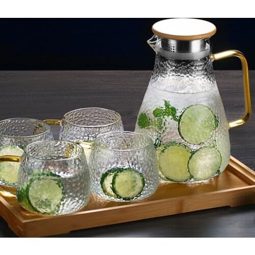 Glass Juice Cup Hammer Cold Water Jug High-Temperature Resistant Glass Teapot Summer Juice Bulk Glass Pot Cool Water Pot