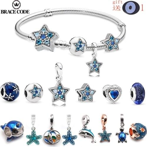 The New Starry Sky Snake Bone Chain Is Set With Rhinestone DIY Stars And Ocean Charm Beads,For Original Brand Bracelet Jewelry