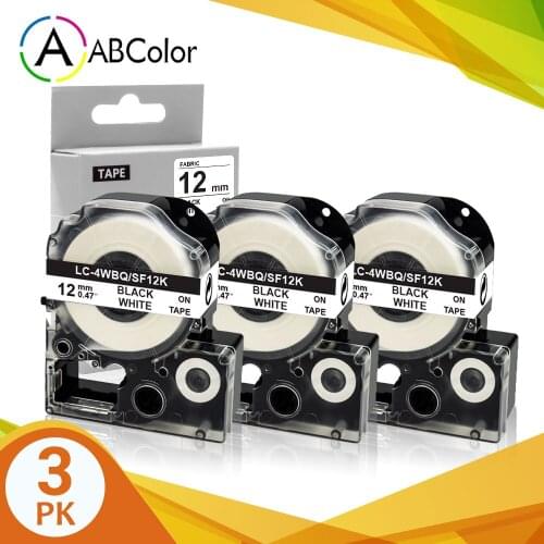A ABCOLOR 3Pcs 12mm Compatible SF12K Fabric Iron-on label Tape Compatible for Epson KingJim SF12K LK-5WBQ LW-300 LW-400 Printer