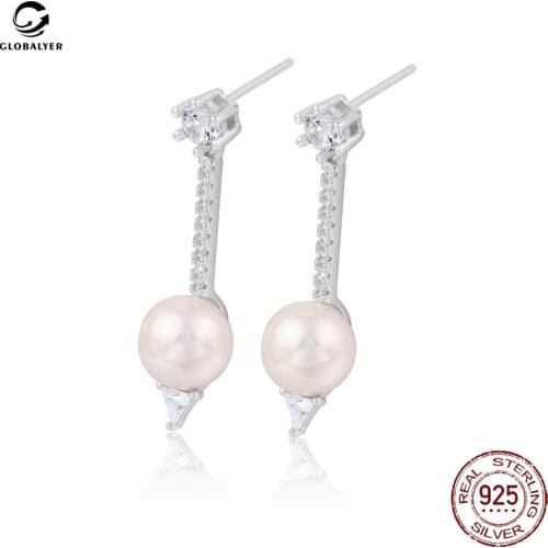 Korean Simple Fashion Pearl Earrings Tassel earrings Retro Port style S925 Silver earrings DIY Silver bracket Free shipping 811