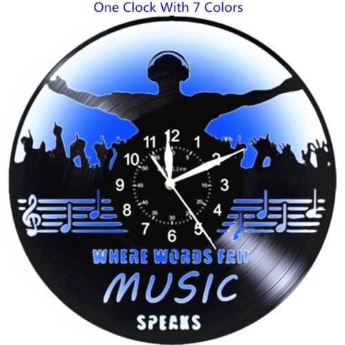 Vinyl Wall Clock Music Get unique bedroom or kitchen wall home decor gift ideas for music lover DIY,vintage,choose LED or not