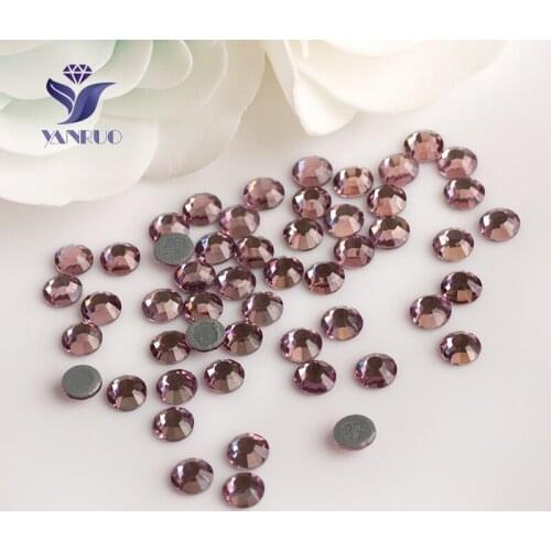 YANRUO 2058HF SS16 3.8-4.0mm Light Amethyst self-adhesive RhineIron On Dress Stone And Crystal Hot-Fix Rhinestones