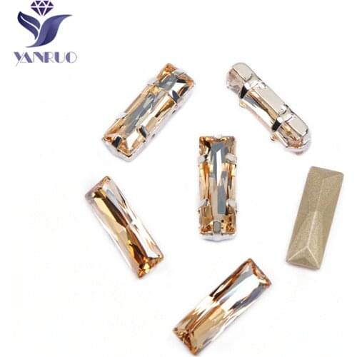 YANRUO 4547 Princess Baguette GSHA K9 Crystal Sewn Rhinestones Decoration On The Dress Sewing Rhinestones For Fabric Needlework