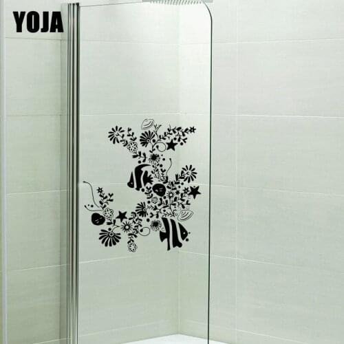 YOJA 25x22.1CM Marine Coral Fish Bathroom Decorative Decals Home Accessories Wall Stickers G2-0423