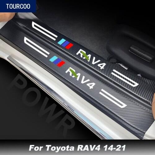 Door Sill Protective Leather Sticker for Toyota RAV4 14-21 Car Modification Accessories