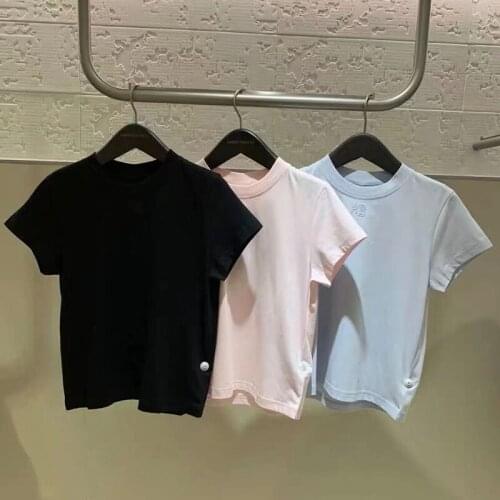 Alex Luxury Brand Women Top Shirt Cotton Letter T-shirt Short Sleeve Summer Tee Wang Design Short Style High Quality