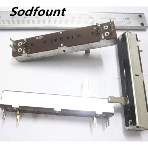 1pcs 73MM long 12.5MM wide straight sliding fader mixer dual-channel potentiometer, with dustproof, 6-pin B100K