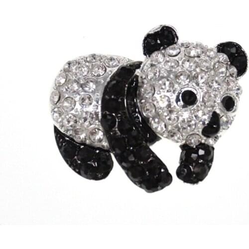 10 pcs/lot free shipping Fashion Unique Crystal Rhinestones Giant Pandas Animal Brooch Pin