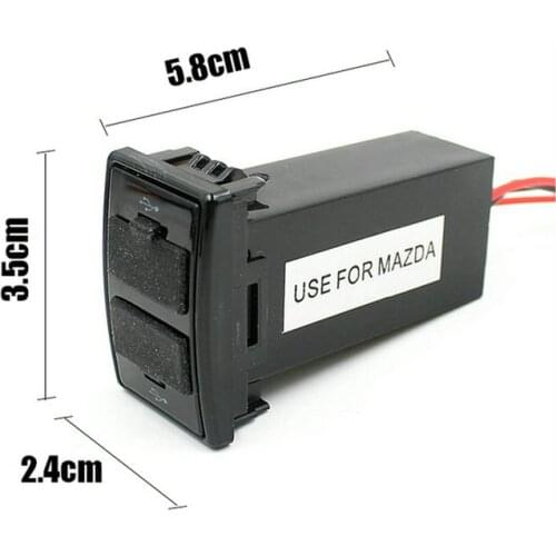 100Pcs/Lot Dual USB Ports Dashboard Mount Fast Charger 5V For MAZDA Car Adapters Sockets