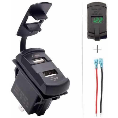 12V-24V Use 5V 4.2A Dual USB Charger Ports Power Socket with LED Voltmeter Voltage for Meter Switch Panel Rocker Switch Panel