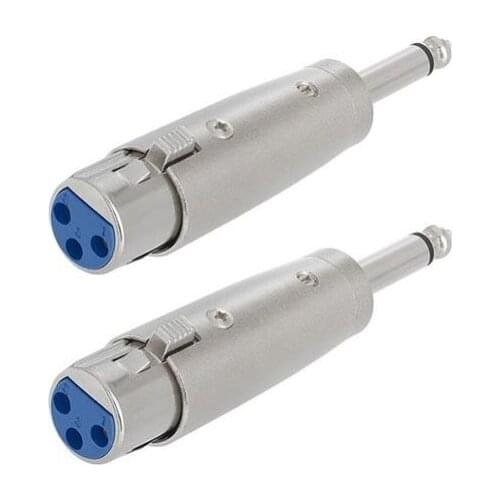 2pcs/lot XLR 3pin Female To 1/4" 6.35mm Mono Male Plug Microphone Adapter Connector