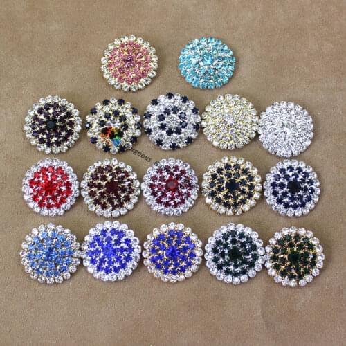 200pcs 25mm round Czech clear Crystal Rhinestone Button diamante centerpieces Gold Sliver Set DIY Garment Browband Accessories