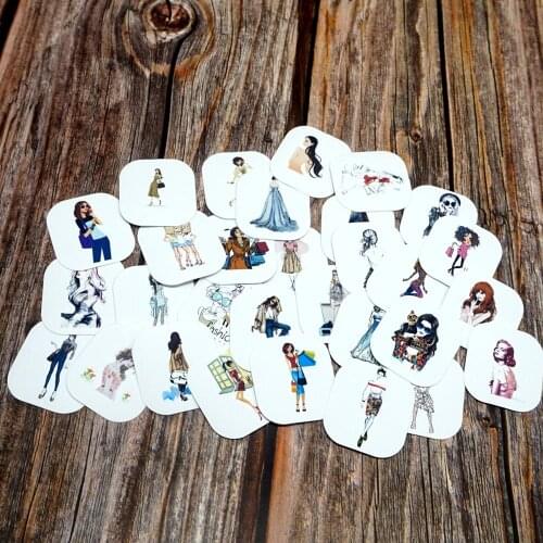 32pcs Fashion Girls Waterproof Stickers Scrapbooking Book Student Label Decorative Stickers DIY Laptop Guitar Stickers Toy