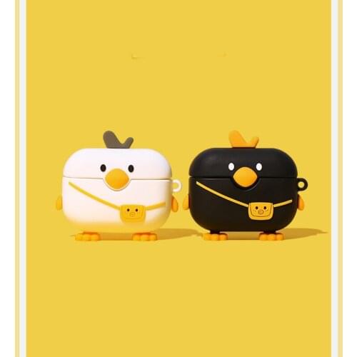 3D Cute Duck Earphone Case for Airpods Pro Case Silicone Cartoon Dog Cover for Apple Air Pods 2 3 Earbuds Earpods Cases Keychain