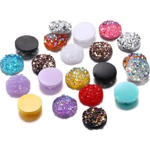 50Pcs/Lot 8mm Mix Colors Natural Stone Convex Resin Flat Back Cabochons For DIY Jewelry Making Accessories Supplies Wholesale