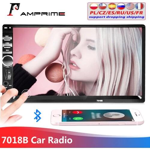 AMPrime Car Radio Autoradio 7018B 2 Din Car multimedia player Touch Screen Car Stereo MP5 Player Rear Camera With Remote Control