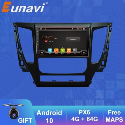 Eunavi 2 Din Car Radio GPS For Mitsubishi Pajero Sport 3 2016 2017 2018 Multimedia Video Player 9'' Screen GPS Audio Navigation