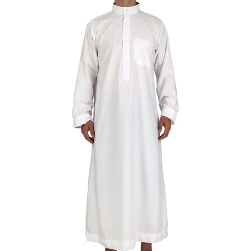 White Muslim Arab Men Robe Kaftan Qatar Bangladesh Tradional Islamic Clothing Caftan Marocain Turkish Pakistan Abaya Ropa Hombre