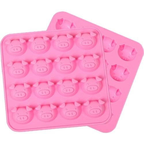 Free shipping 16 cute pig cooking tools chocolate ice mold Silicone Mold baking Fondant candy Sugar Craft DIY Cake
