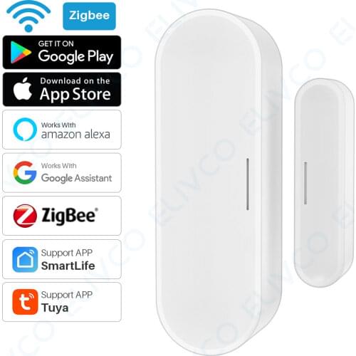 Tuya Smart ZigBee Door Window Sensor Smart Home Wireless Door Detector SmartLife APP Remote Alarm Works With Alexa Google Home