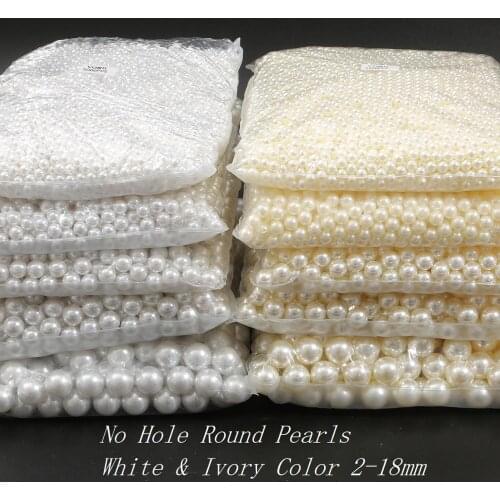 2-18mm No Hole white round plastic Acrylic ABS Imitation pearl beads charm loose beads Counter display bead craft Jewelry Making